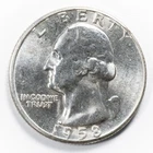 1958-P 25C Washington 90% Silver Quarter BU Uncirculated