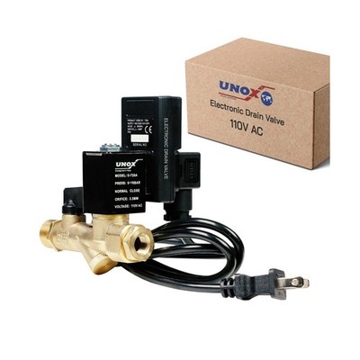 UNOX Electronic Drain Valve for Air Compressor, 1/2'' NPT to 1/4'' NPT 110/120V...
