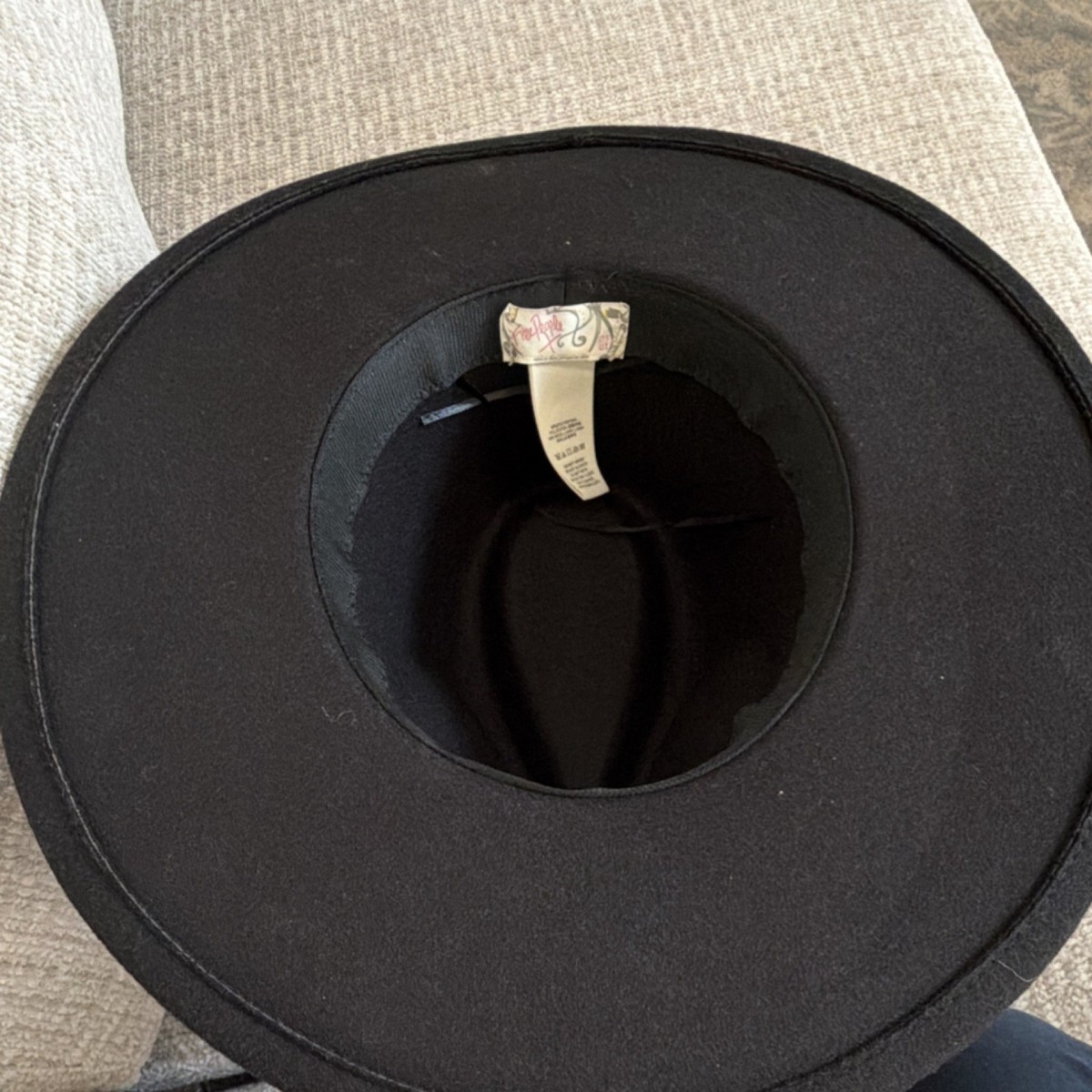 Free People Wades Black Wool Wide Brim Fedora Hat One Size 