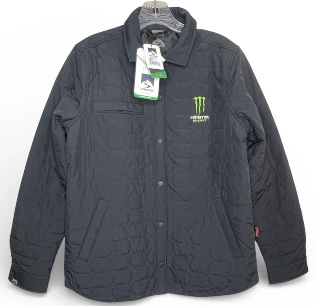 MONSTER Energy Embroidered STORM CREEK Navy Blue Quilted Insulated Jacket Small