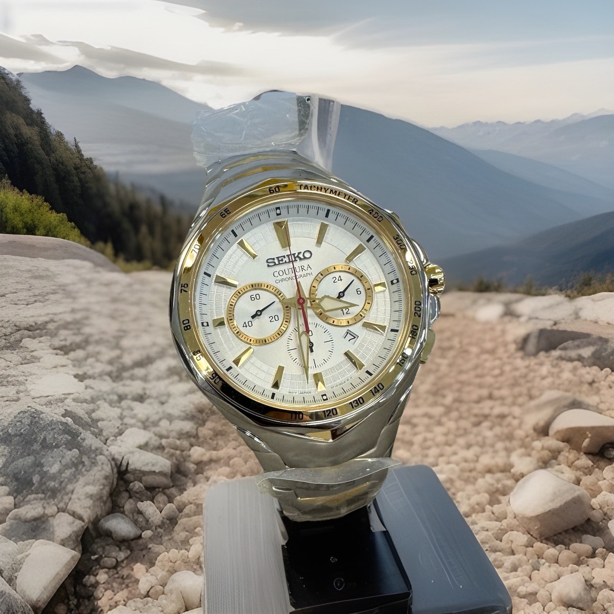 Seiko Coutura Chronograph Two Tone White Dial Men's Watch