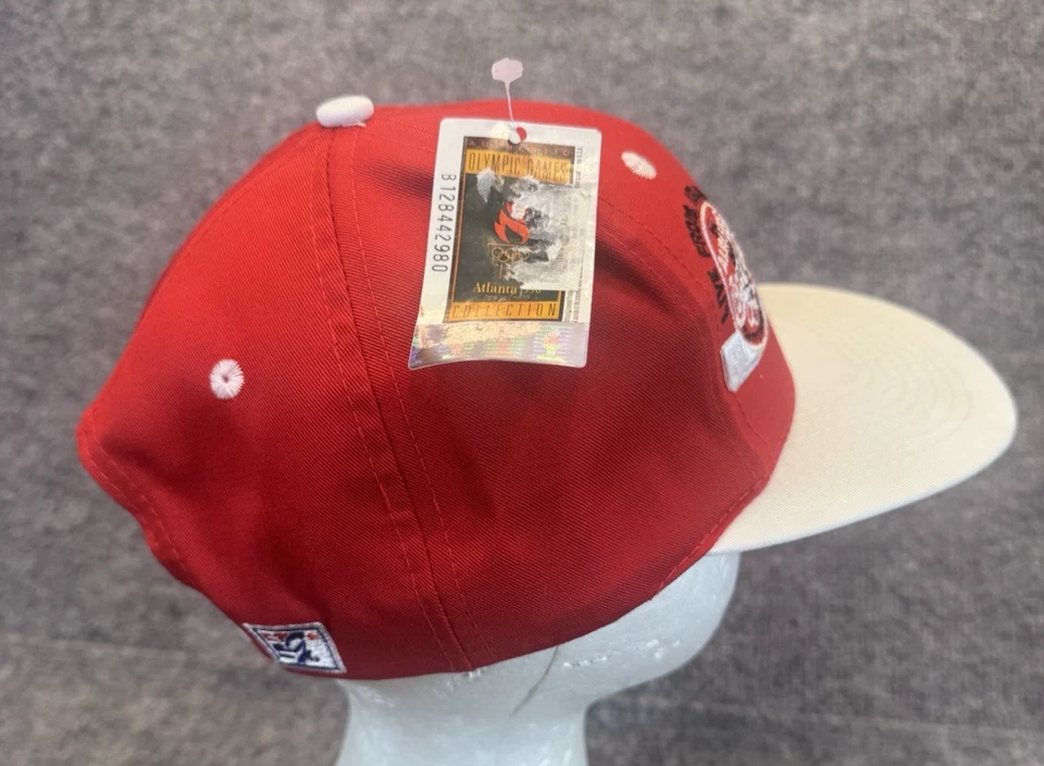 Sombrero de colección 1996 Coca-Cola Olimpiadas Atlanta EE. UU. Snapback Nuevo con etiquetas Rojo Blanco Foto 4 de 4