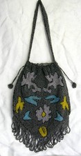 Antique Reticulate Beaded Purple Handbag Purse Art Deco Abstract Bohemian Glass