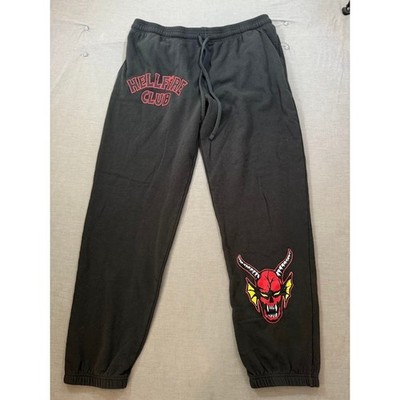 Netflix Stranger Things Hellfire Club Sweatpants Black Graphic Print 2XL 40X32