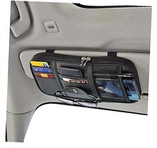 Car Sun Visor Organizer, Multi-Pocket Visor Organizer Storage Pouch for Black