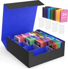 Trading Card Storage Box, 3000+ MTG Deck Box with 24 Colorful Dividers & 4 Card 