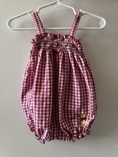 Vintage Disney Winnie the Pooh red and white gingham cotton romper