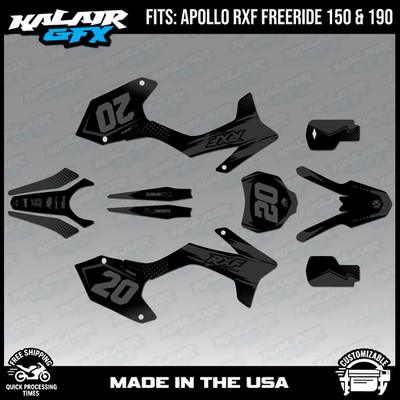 Graphics Kit for Apollo RXF Freeride 150 190 Spear Series - Smoke
