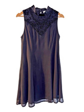 Vintage Monsoon Beaded & Chiffon Fitted Mini Dress - Size - 12, Stunning