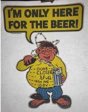 Vintage I m Only Here For the Beer Logo Iron On Transfer 11 x12  Model T s 1977