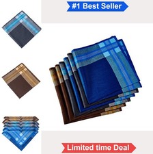 Men's Handkerchiefs 100 Cotton 6 Pack 17 Inch Gift Set Sewn Edges Machine