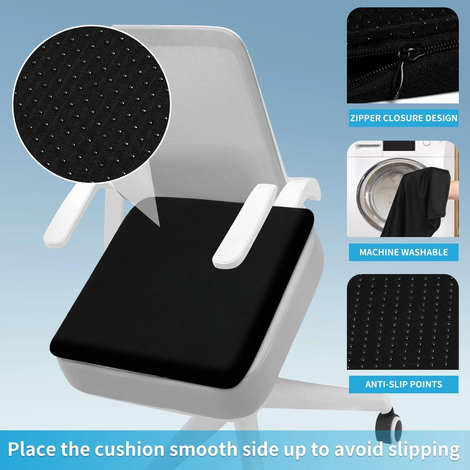 Pressure Relief Gel Seat Cushion Relieves Lumbar Hip Leg Back & Sciatica Pain