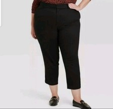 NWT Ava  Viv Womens Black Ankle Pants High Rise Stretch Office Core Sz 20