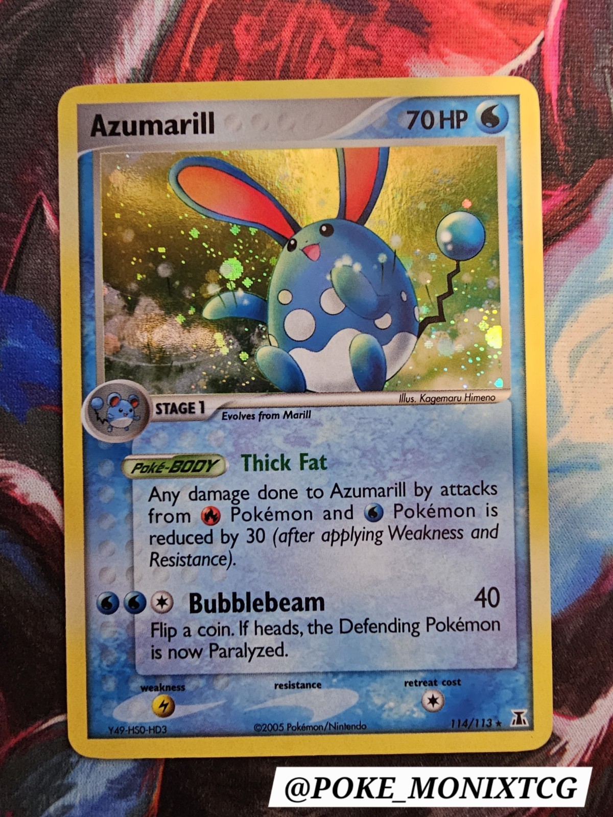AZUMARILL DELTA SPECIES 114/113 SECRET RARE SWIRL HOLO RARE