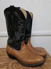 Nocona Texas Brown Bullhide Leather Cowboy Boots 9.5 EE Made In USA