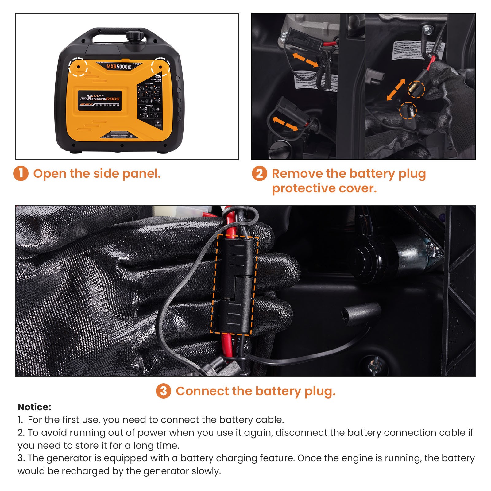 Gas Powered Generator 3800W Running Watts Electric Start RV Ready Quiet