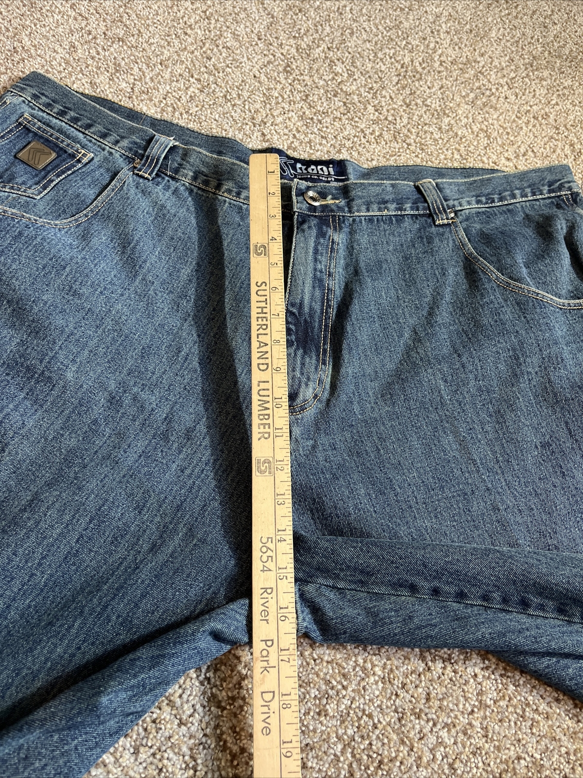 Karl Kani Shorts Men's 48 Dark Wash Baggy Fit Carpenter Denim Jorts Waist 47 - View 6