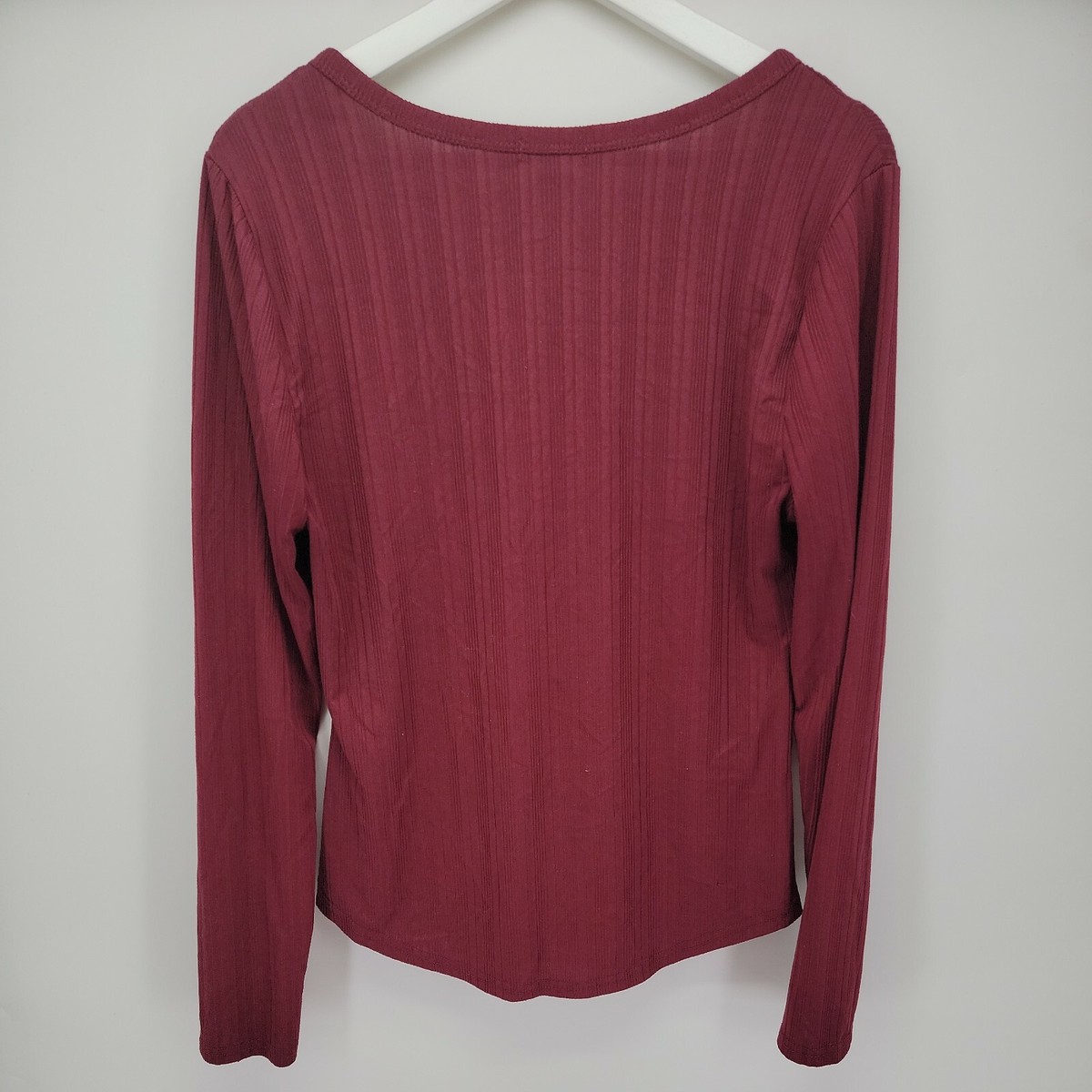 Womens Rue 21 Plain Red Long Sleeve Stripe Shirt Size XL