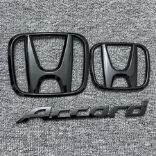 3x Black Front Grille Trunk Emblem For Honda Accord 2008-2017 Sedan 4-door Badge