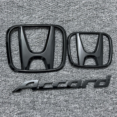 3X Black Front Grille Trunk Emblem For Honda Accord 2008-2017 Sedan 4-Door Badge