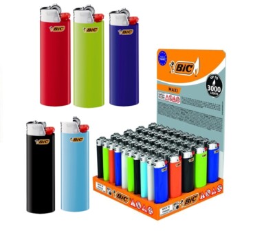 BIC Maxi J26 Gemischte Farben Original Reibrad Feuerzeug mit Kindersicherung x25