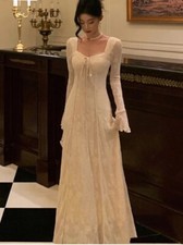 Spring Party Dress Long Sleeve Lace Up A-line Long Dresses for Women Autumn 