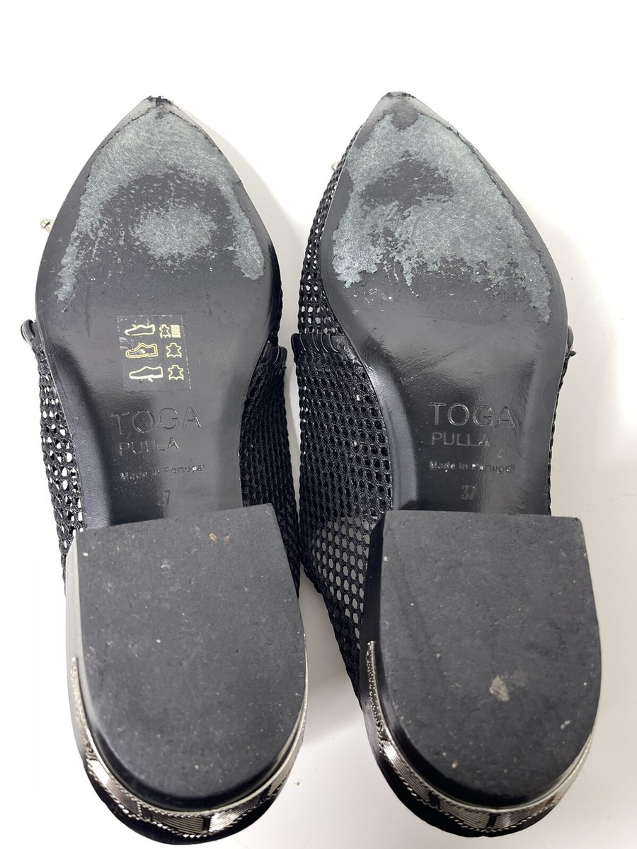 Auth TOGA PULLA 37 Mesh Lace Up Black Silver Hardware Auth TOGA PULLA 37 Mesh Lace Up Black Silver Hardware