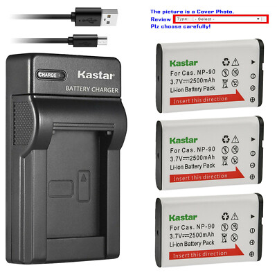 Kastar Battery Slim USB Charger for Casio NP90 Casio Exilim EX-H10 EX-H15 EX-H20