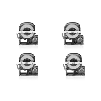 4PK Compatible with EPSON K-Sun 218BW 218BWPX 18mm Tape Black on White Label