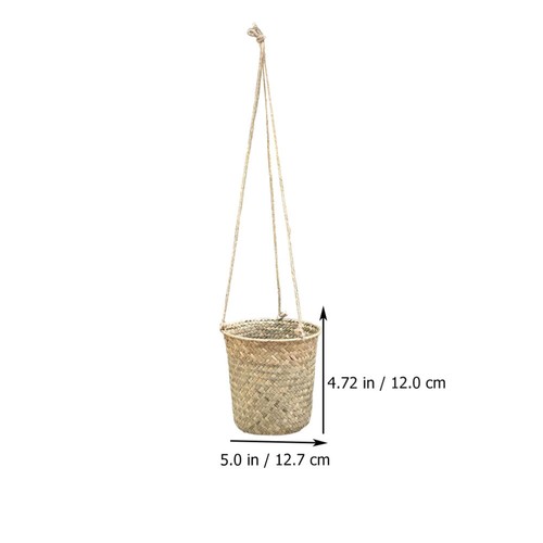2 Pcs Hand Woven Flower Pot Seagrass Flower Basket Hanging Woven Flower Basket - Picture 3 of 12