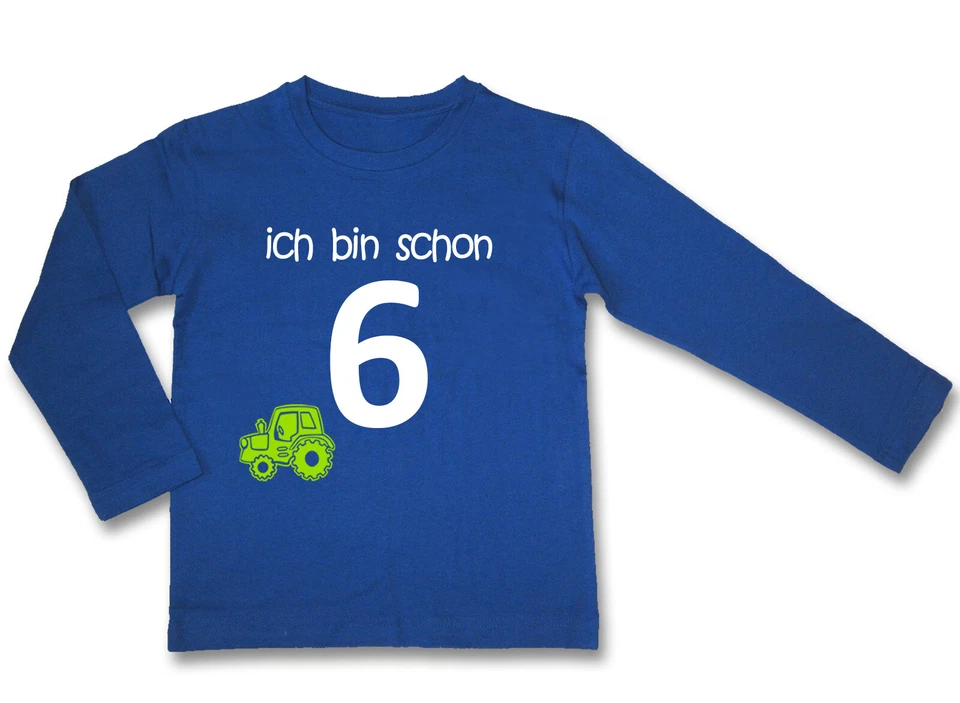 LITTLE BEE LA Geburtstagsshirt ich bin schon 6 WAHL Motiv Wunschname BLAU Neu