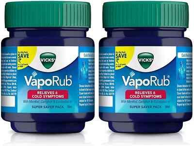2 X Vicks Vaporub Vaporize Blocked Nose Cough Cold Nasal Congestion Headache 50g