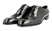 PRADA Gloss Polished Wedding Black Tie Dress Shoes Leather Sole
