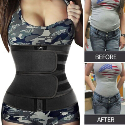 Ladies Fat Burning Body Shapers Waist Trainer Corset Workout Slimming Belt S-3XL