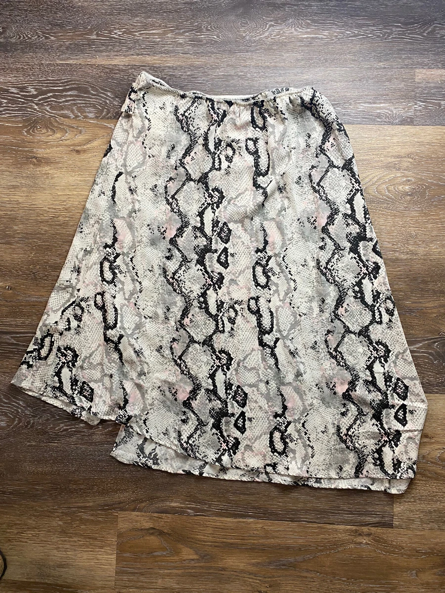 LAUNDRY Womens Satin Slip Maxi Skirt Med Python Print Lightweight