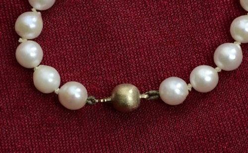 Perlenkette mit 333 Gold Verschluss geknotet alt antik Halskette - Picture 12 of 14