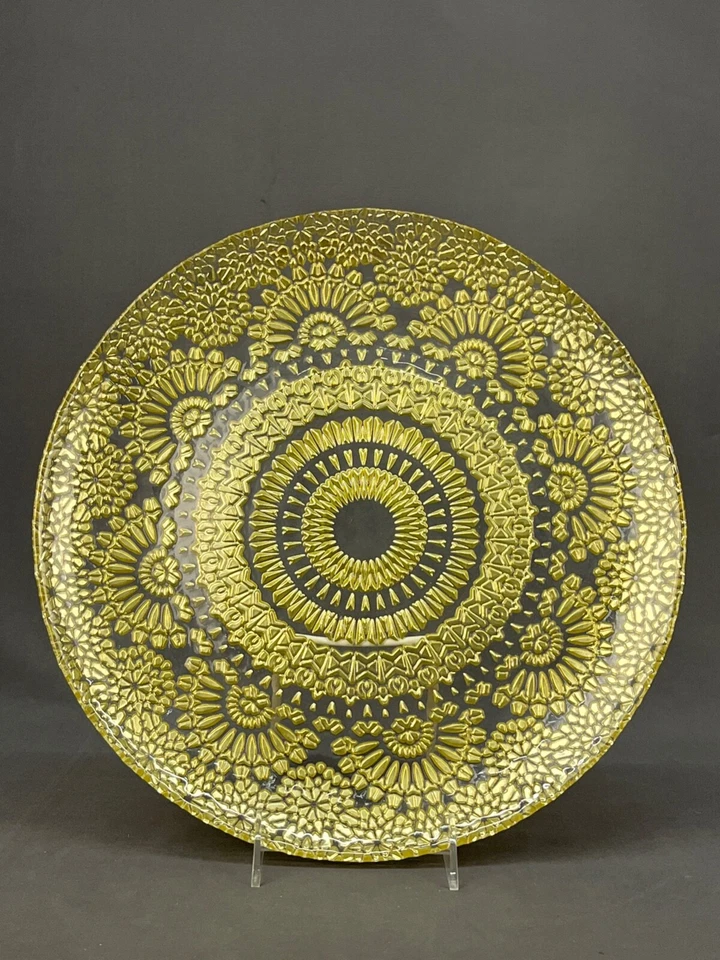 9 platos de ensalada/postre de vidrio turco dorado/dorado metálico de 8 1/2" + plato: como nuevo Foto 2 de 4