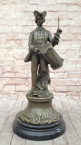 A Drummer Boy Confederate Civil War Soldier Real Bronze Sculpture Figurine - Picture 3 of 10