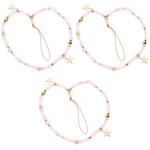 3 PCS Mobile Phone Chain Beaded Lanyard Rope Strap Decoration Pendant