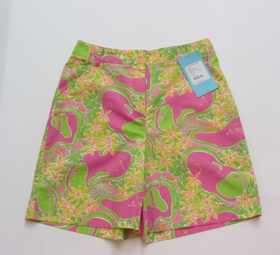 Pantalones Cortos Columpio de Golf Lilly Pulitzer Para Mujer De Colección Talla 4 Hibiscus Line Drive Nuevos