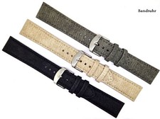 Uhrband Canvs Uhrenarmband Vegan beige schwarz grau 18, 20, 22mm von Fluco / 52