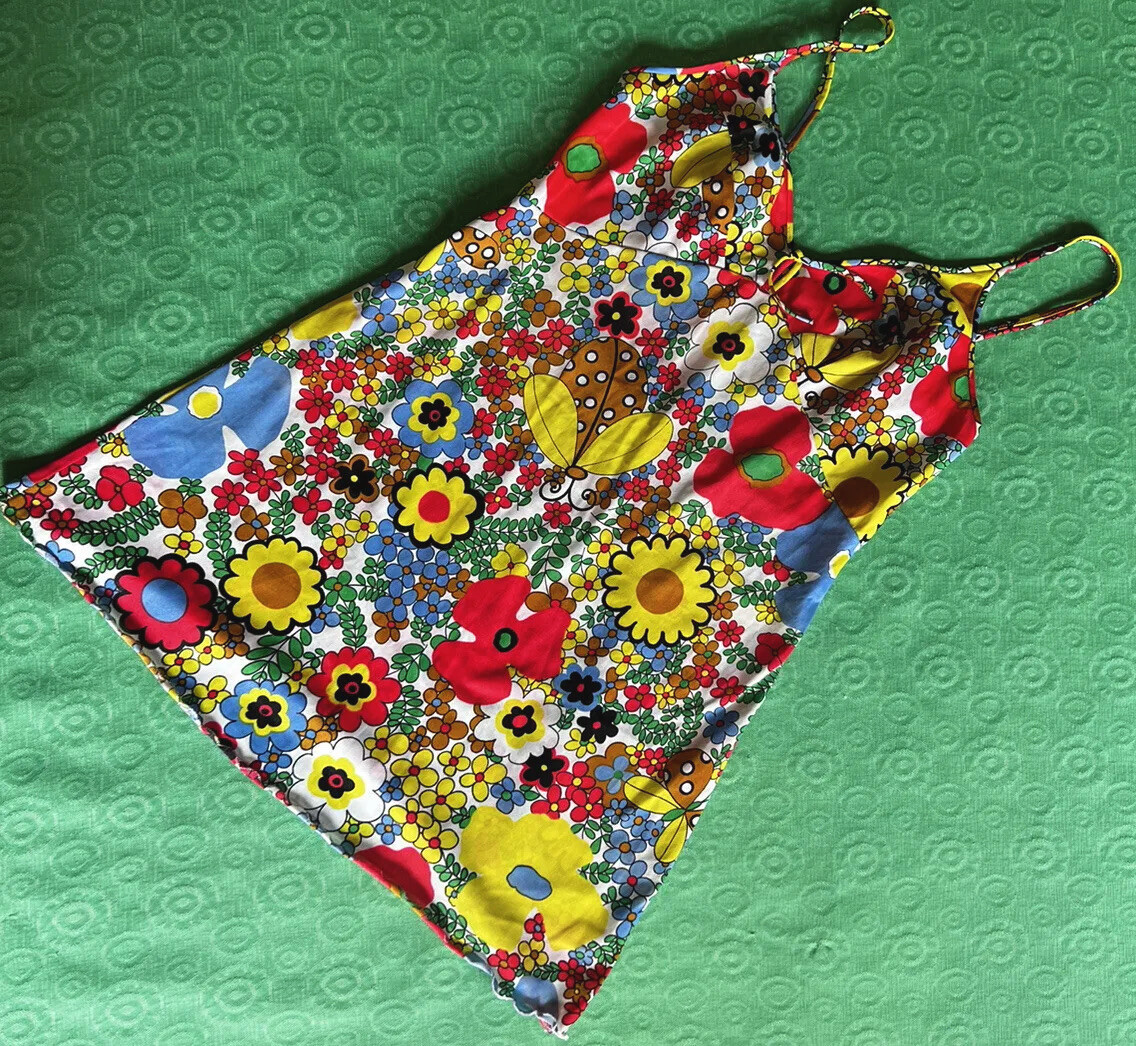 Rare VTG 60s Olga First Ladies of under-fashions flower power Mini Slip XS