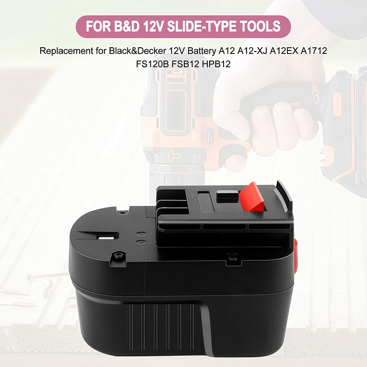 12V Battery for Black & Decker HPB12, BDG1200K, XD1200, FS120B, CDC120AK