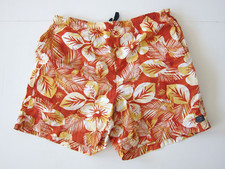 L.L. Bean Orange Yellow Hawaiian Floral Beach Surf Swim Trunk Board Short Medium