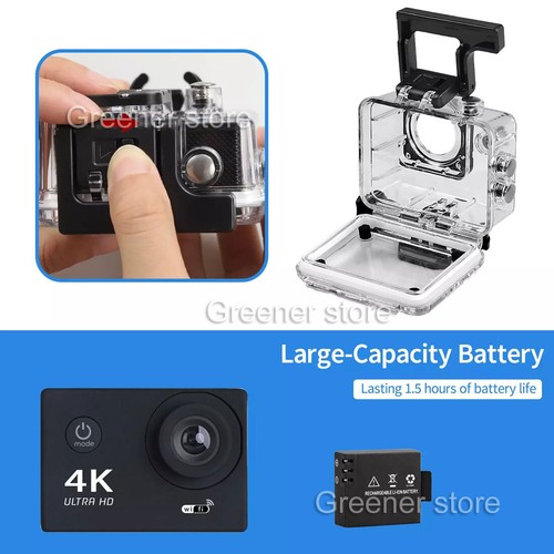 4K WiFi Action Camera Waterproof Sports Riding Camera HD 1080P Screen Underwater - Picture 14 of 20