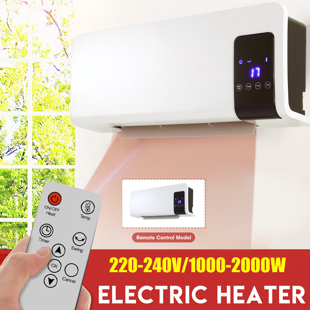 2000W ELECTRIC OVER DOOR PTC WARM AIR FAN WALL MOUNTED HEATER REMOTE WITH  TIMER | eBay