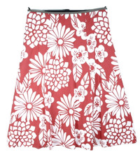 BODEN Womens 100 Cotton A-Line Skirt Midi Floral Lined Red White Size 14R 14