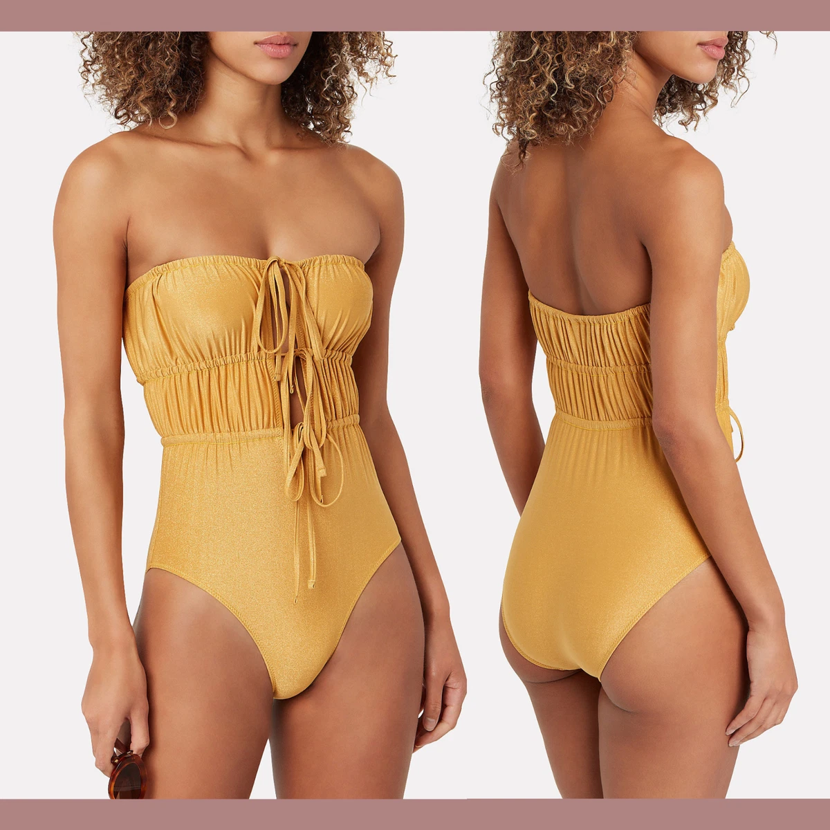 Gold one piece swimsuit clearance