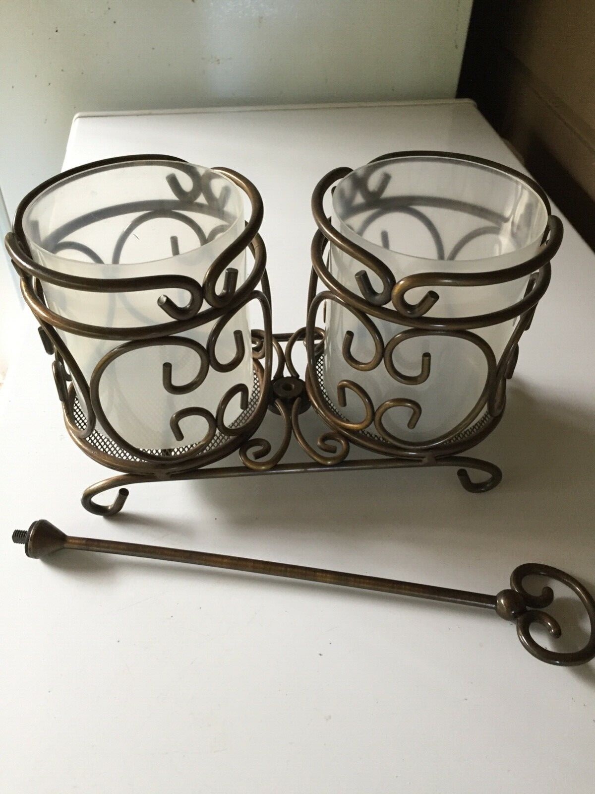 Wine Chiller Metal Bronze Colored 2 Bottle Holder eBay