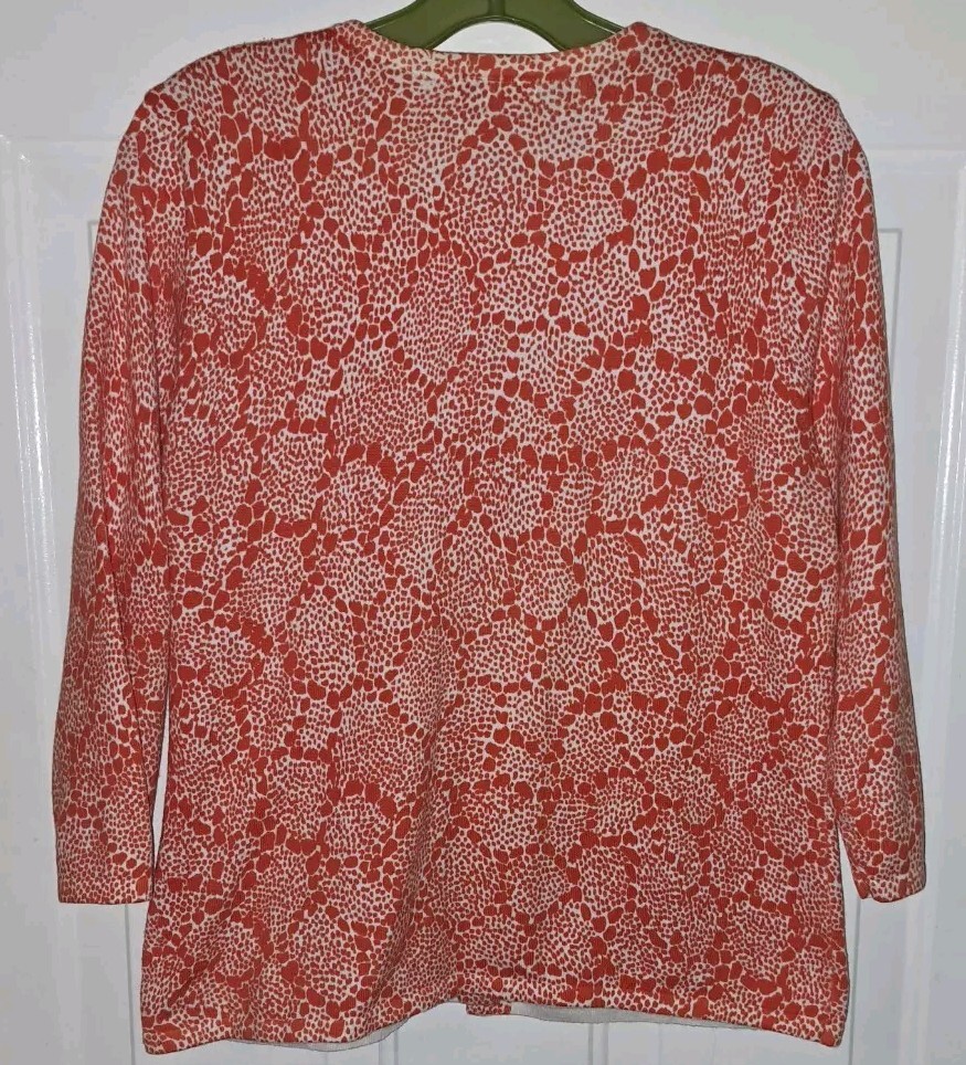 Charole Little Women`s Button 3/4 Sleeve Orange White Cardigan